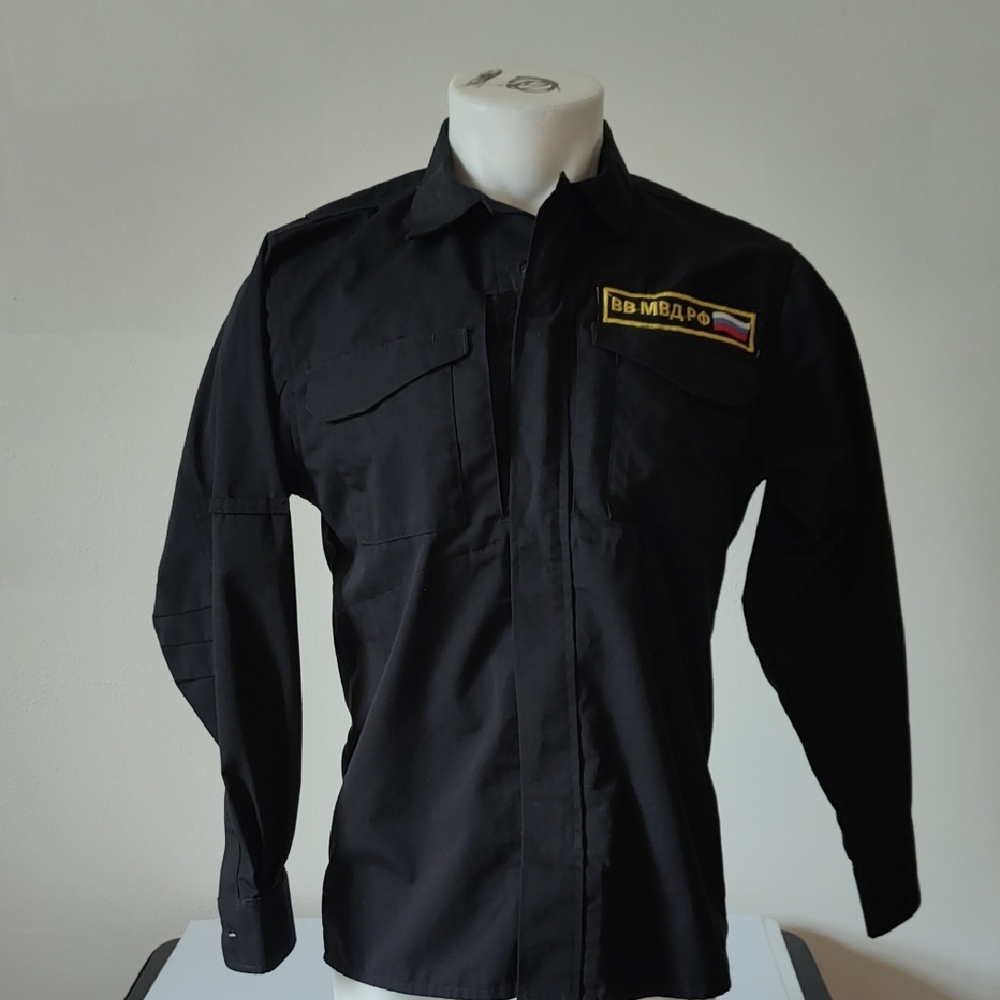 Russian black military/ police utility shirt uniform top sz S